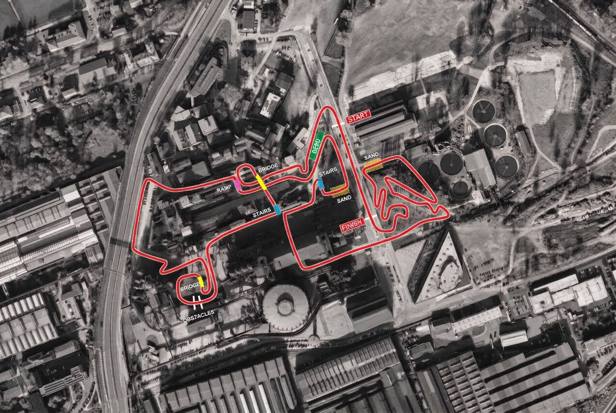 Mapa trati UCI Cyclo-cross World Cup Ostrava 2026 — Dolní Vítkovice